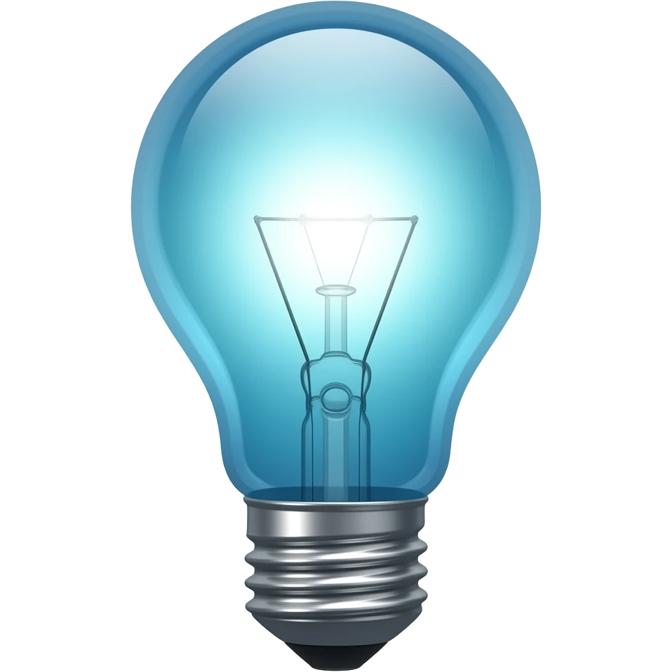 big glowing Light Bulb i+ colors include dark blue, deep blue, sky blue, sea turquoise, celestial white, coastal grey emoji