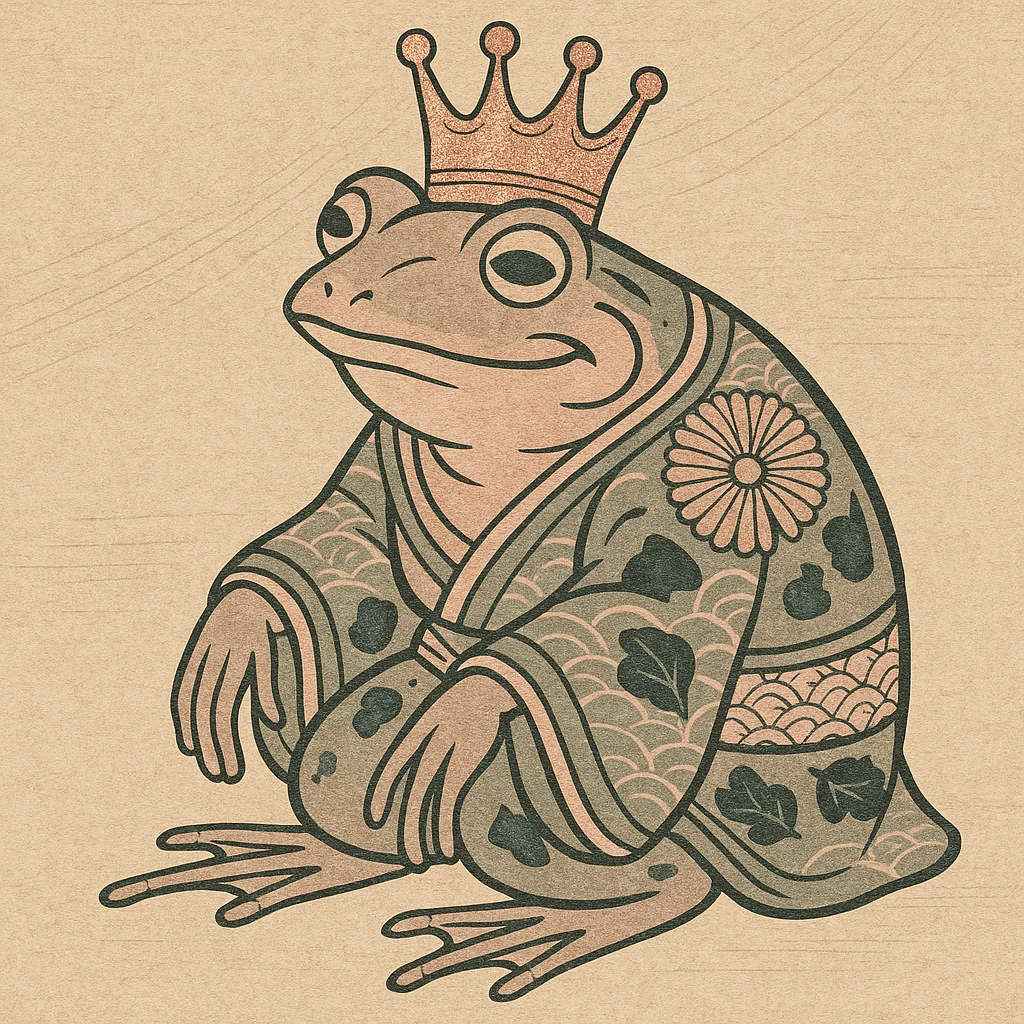rose gold crown, metallic, soft pink, minimal background, ukiyo-e style emoji