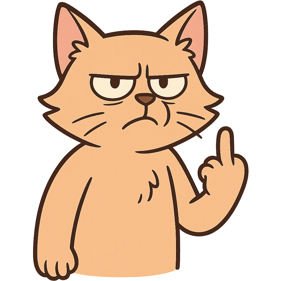 cat showing middle finger, cartoon style, no background emoji