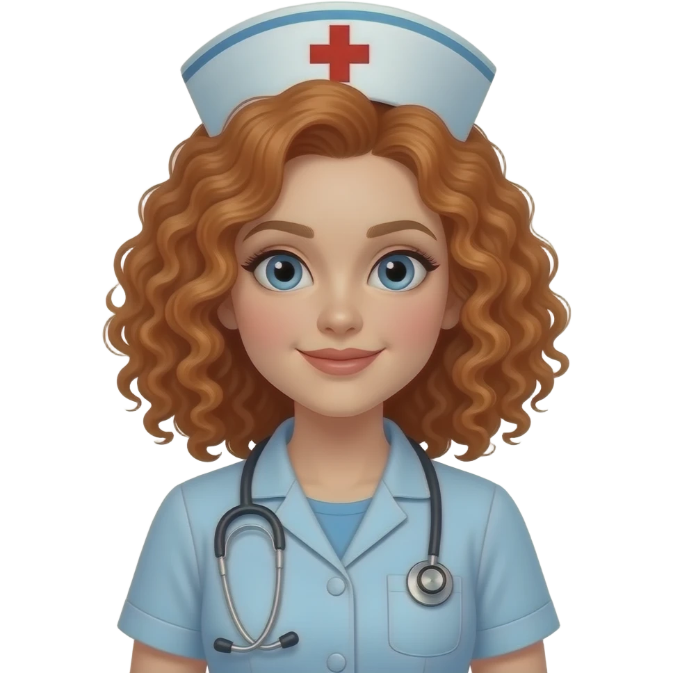 Female nurse with curly red hair named Katherine emoji