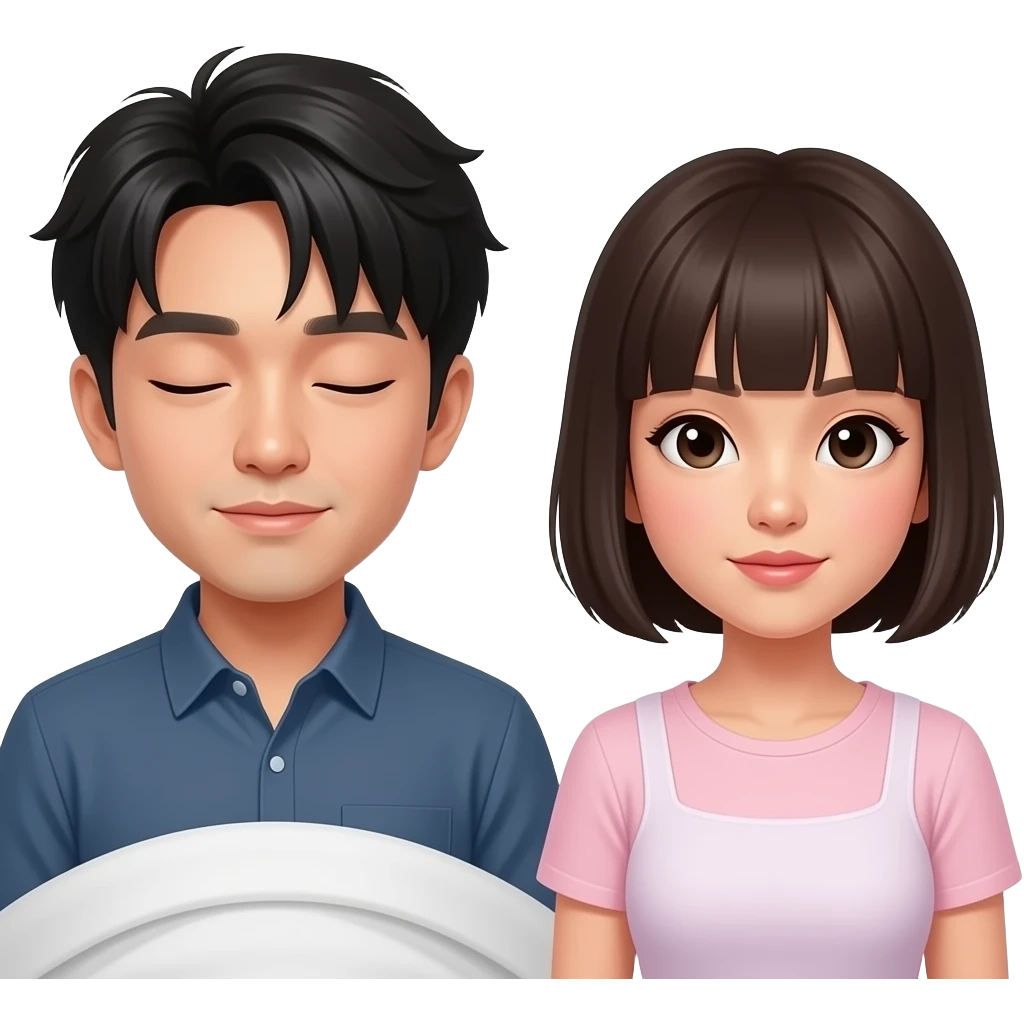 hot korean man with bangs sleeping with a hot Filipina with short hair and bangs emoji