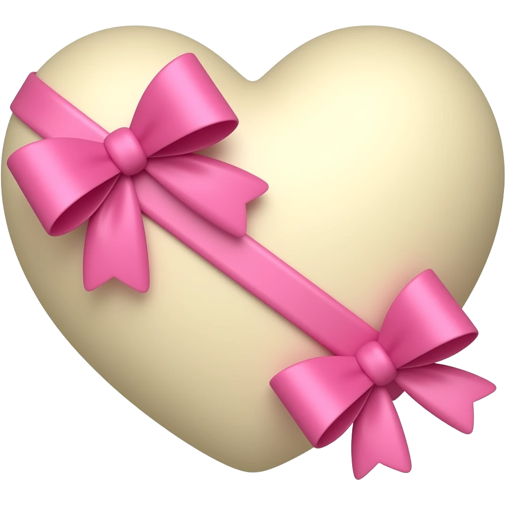 Beige heart with a pink ribbon bows emoji