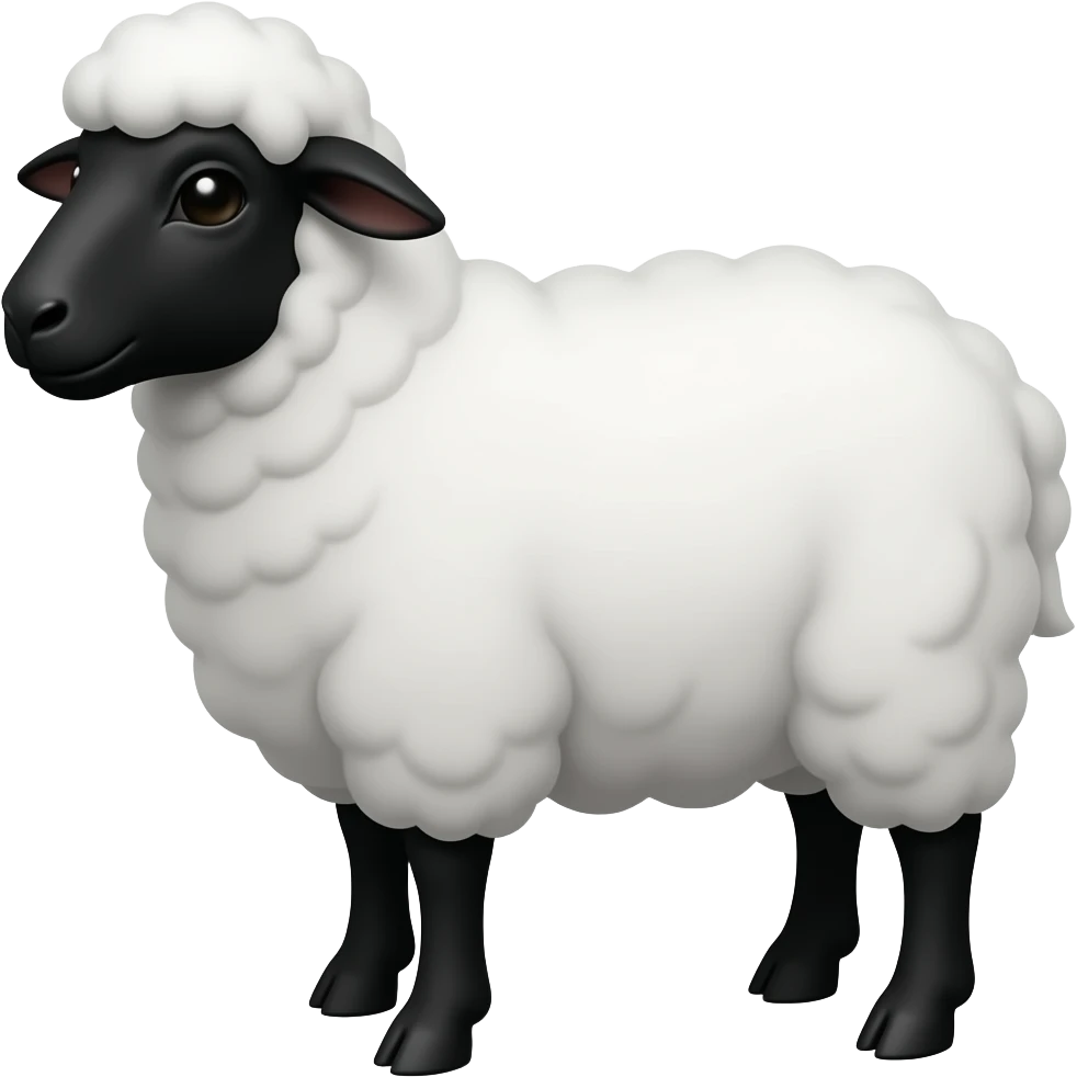 A black sheep being left out by the white sheep emoji