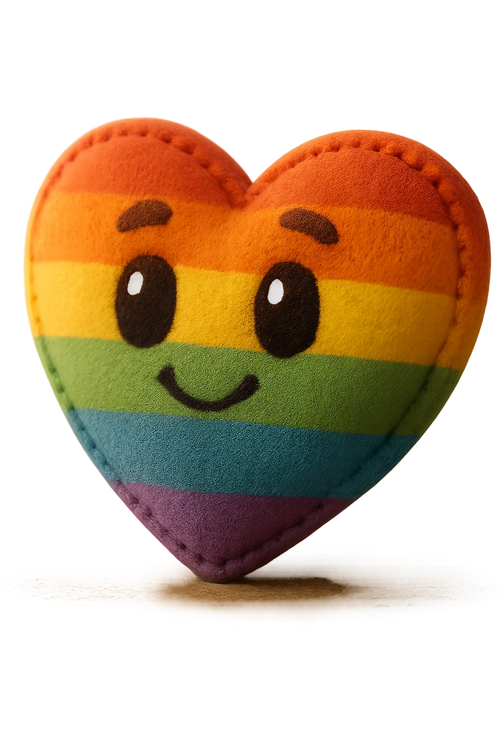 rainbow pride heart with rainbow gradient fill, plush portrait style, retro sticker style combined, no text emoji
