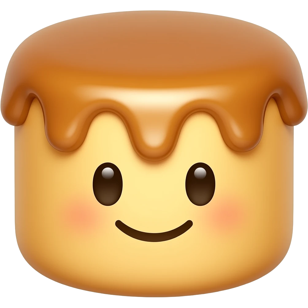 cute mini butter cake dessert emoji, small dome shaped butter cakes with vertical ridges and glossy caramelized butter surface, golden brown color, kawaii dessert style, simple emoji design, thick outline, sticker style, transparent background emoji