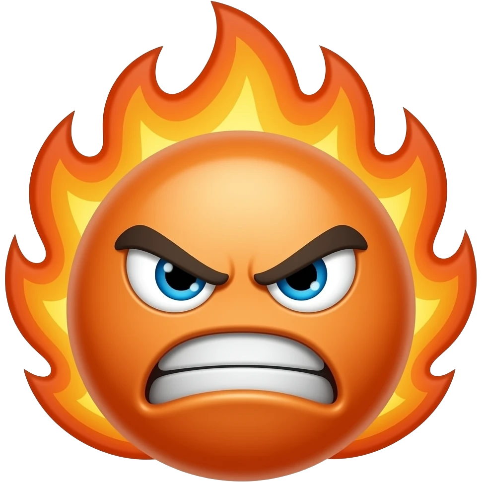 Make a angry emoji with fire theme theme use normal emojis theme emoji