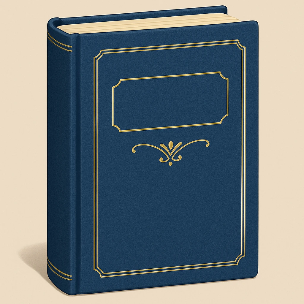 Edit the emoji of a classic French book inspired by 'À la recherche du temps perdu' with a blue cover and gold title. The style should be elegant, minimal, and no text on the cover. Maintain the classic book look with a refined and simple design. emoji
