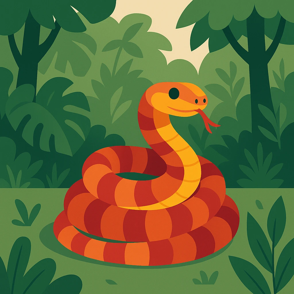 Flat design style snake in the jungle emoji