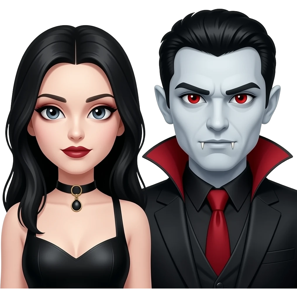 Female and male gothic thic vampires emoji