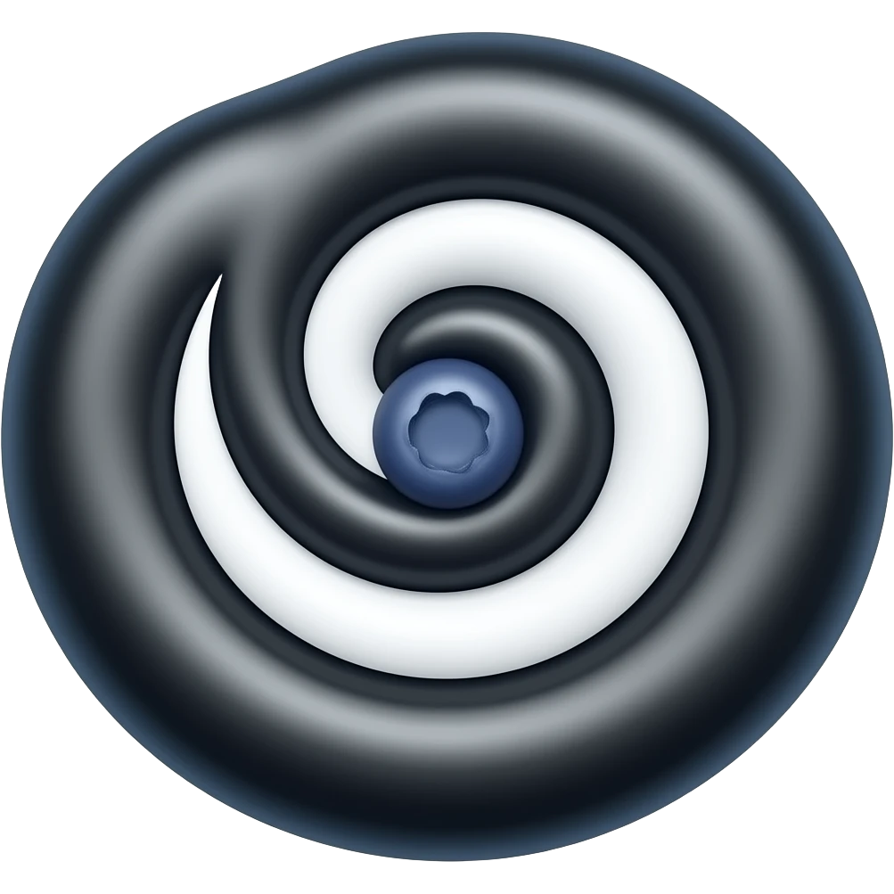 Black swirl with a blueberry on top emoji