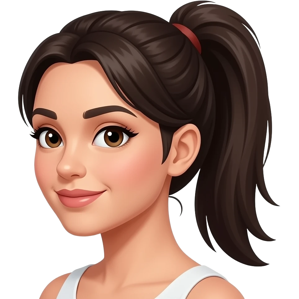 brunette woman with a high ponytail emoji