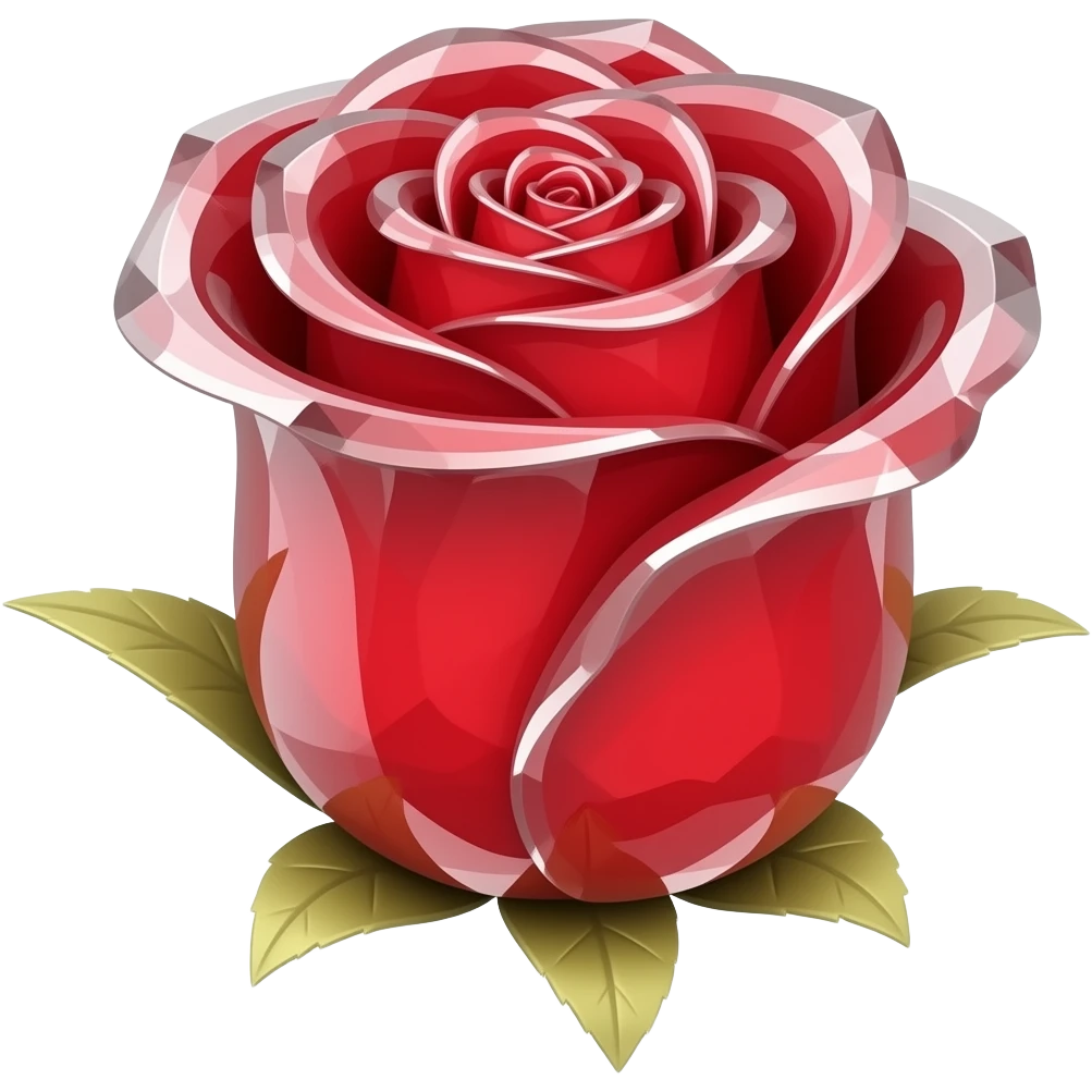 Red crystal rose with gold stem emoji