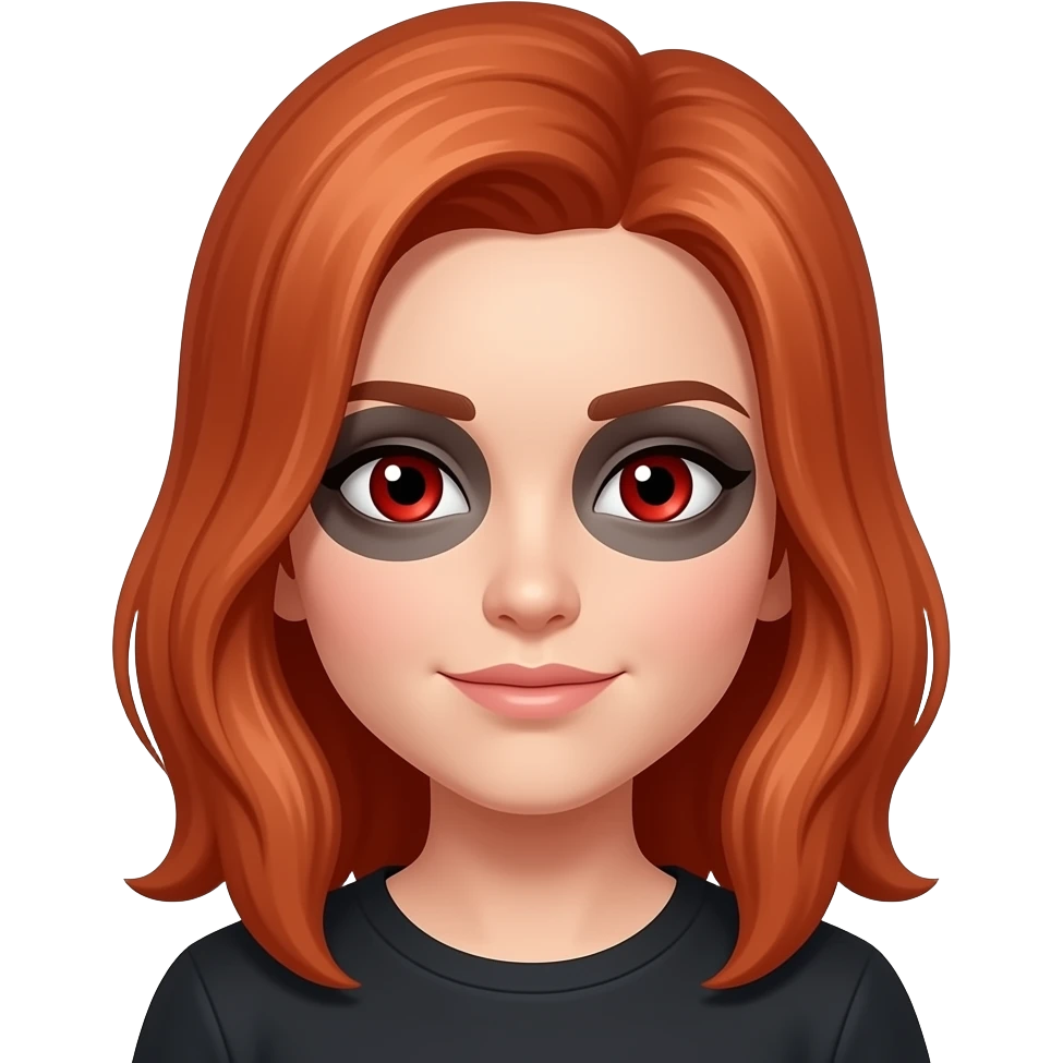 red-haired person with red eyes and dark circles under their eyes. emoji