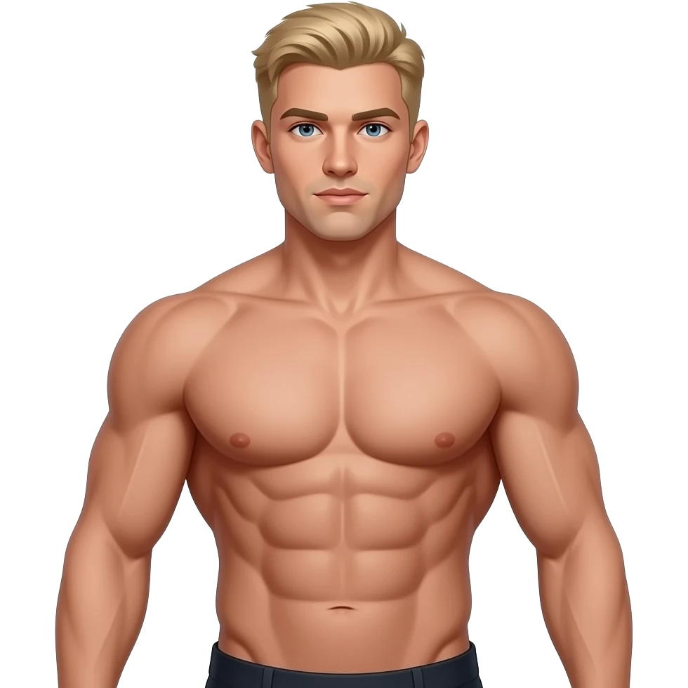 Big boob big ass thin waist blond with bald muscle guy emoji