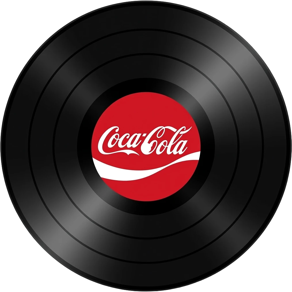 A cocacola Vinyl.  3/4 of the vinyl is the logo in the middle,  the rest 1/4 is the black vinyl emoji