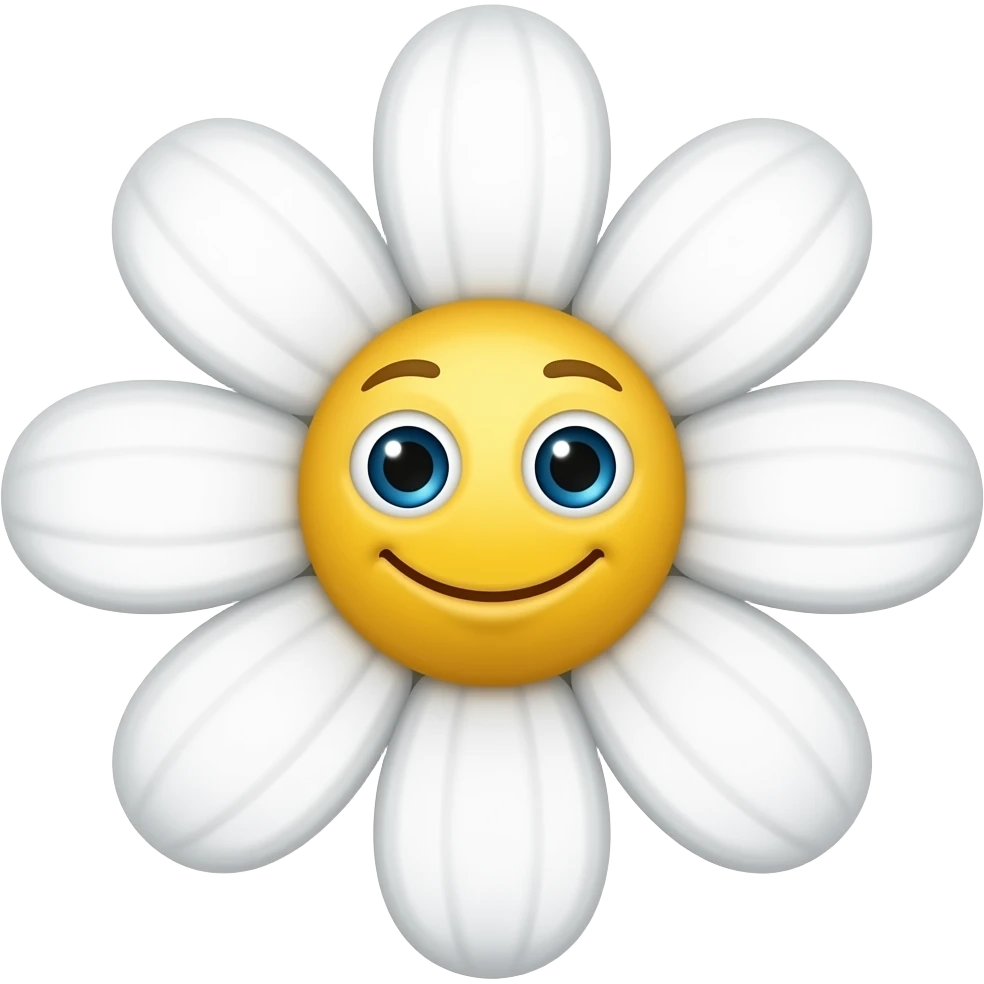 Una margarita con ojos y una sonrisa emoji