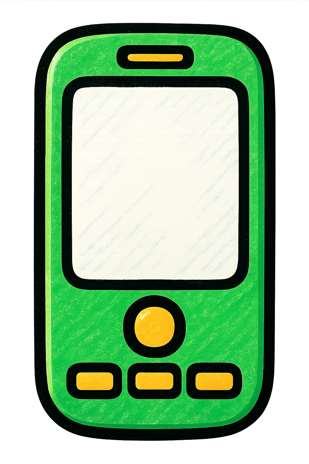 cell phone, modern look, green gold and white color scheme, rounded shapes, simple design emoji
