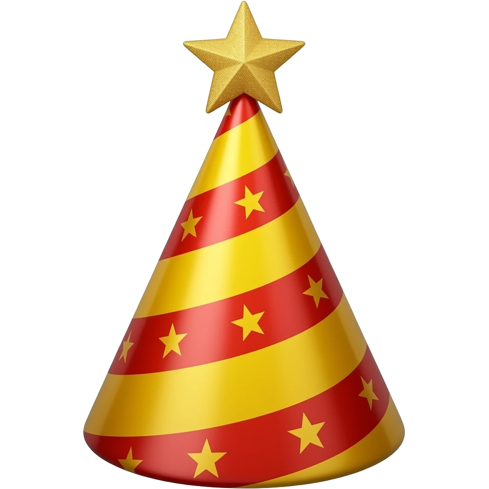 a red and yellow birthday hat emoji