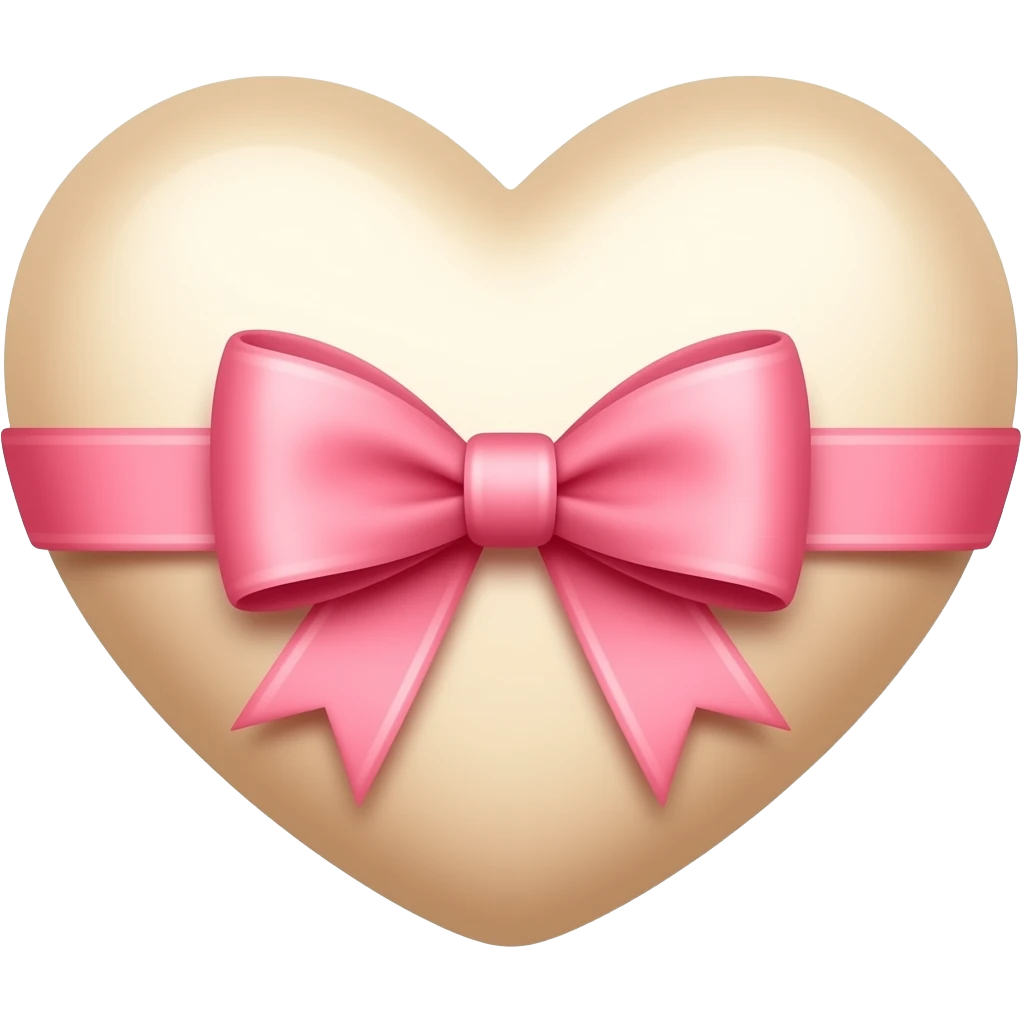 Beige heart with a pink ribbon bows emoji