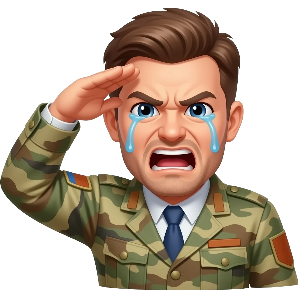 Salute + Tears of joy + loudly crying face + angry eyes all in one emoji emoji