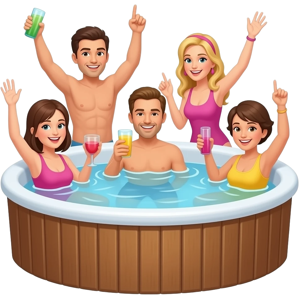 People partying in hot tub emoji