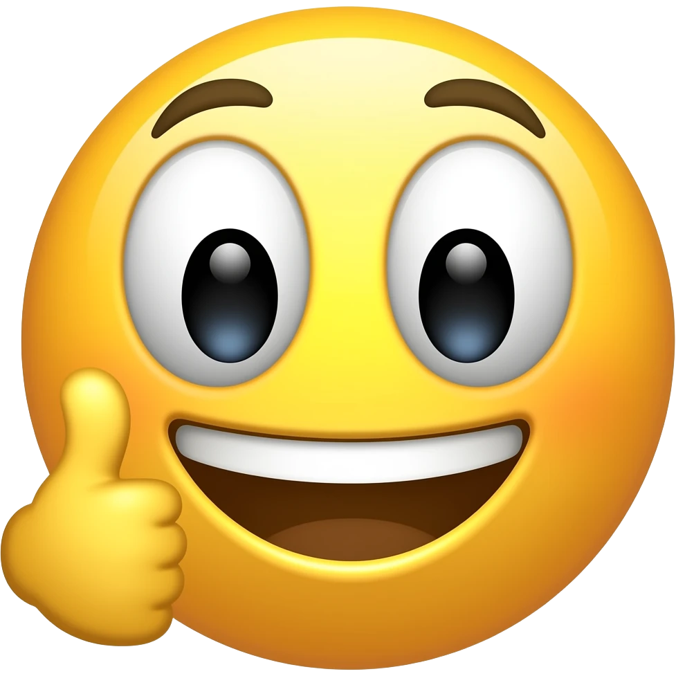 dumb smile face with a thumbs emogi up emoji