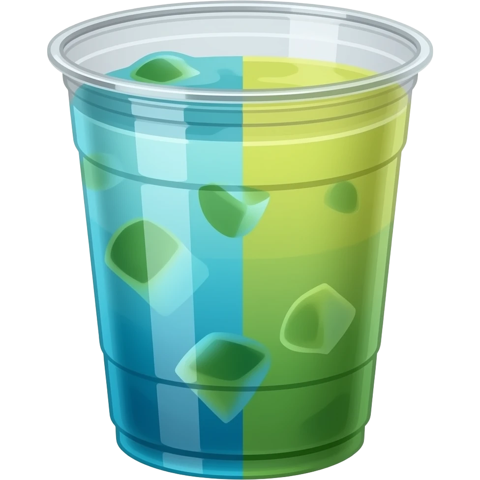 Half BLUE half YELLOW matcha in a to go cup Mixed emoji