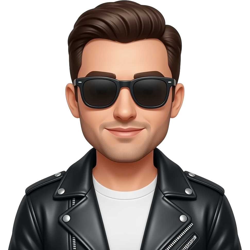 a man with sunglasses and leather jacket emoji