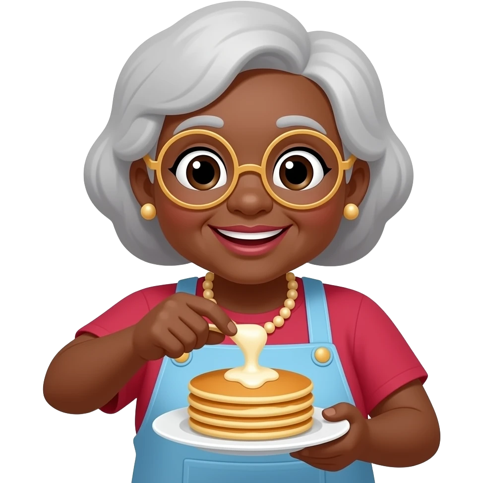 Black grandma making pancakes emoji
