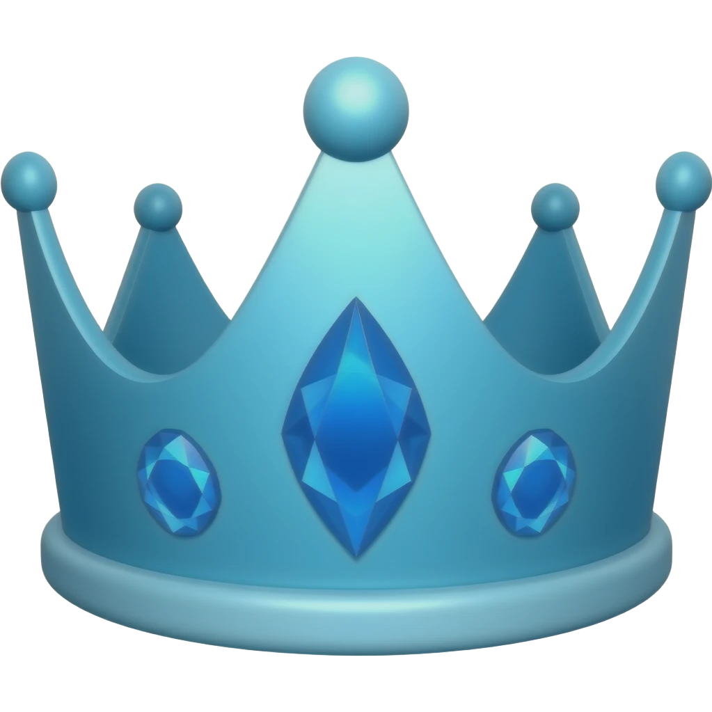 can you make a simple completely bright sky blue crown emoji with three blue diamond gemstones on the front emoji