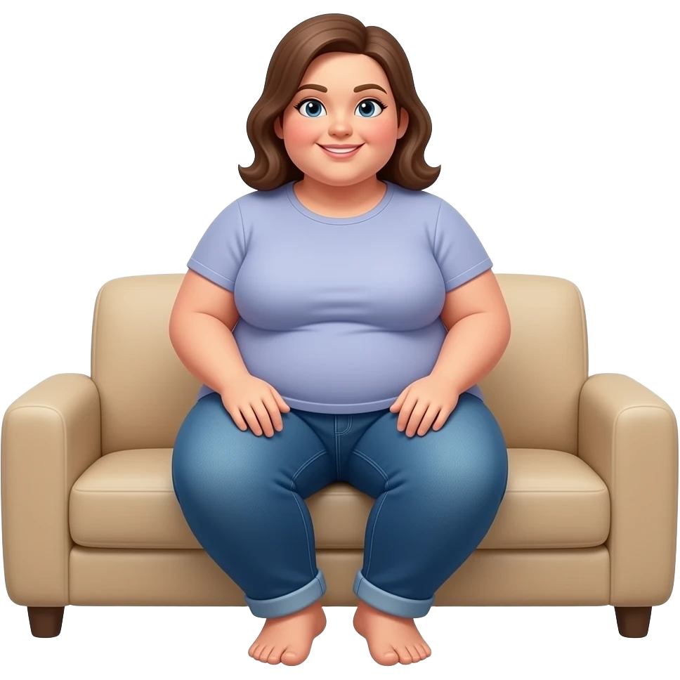 fat woman sitting with jeans emoji