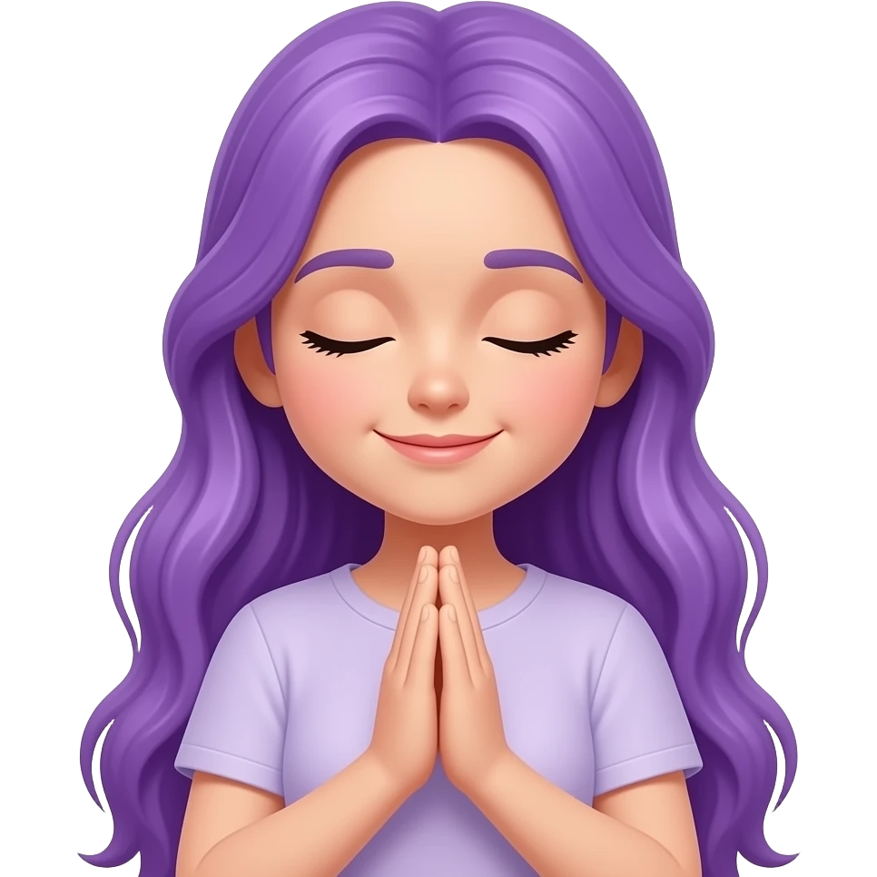 GIRL WITH LONG PURPLE HAIR prays to god emoji