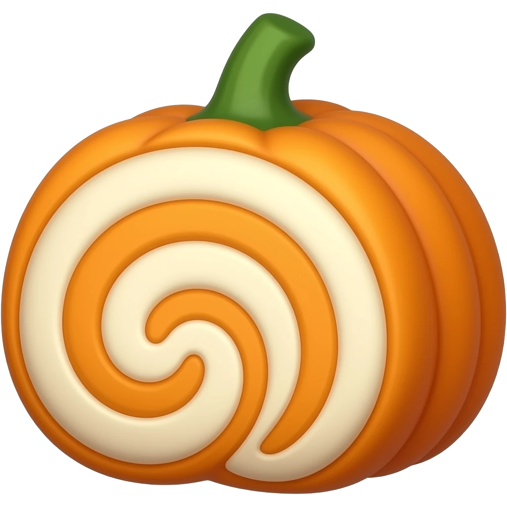 Create a realistic emoji of a pumpkin roll Squishmallow emoji