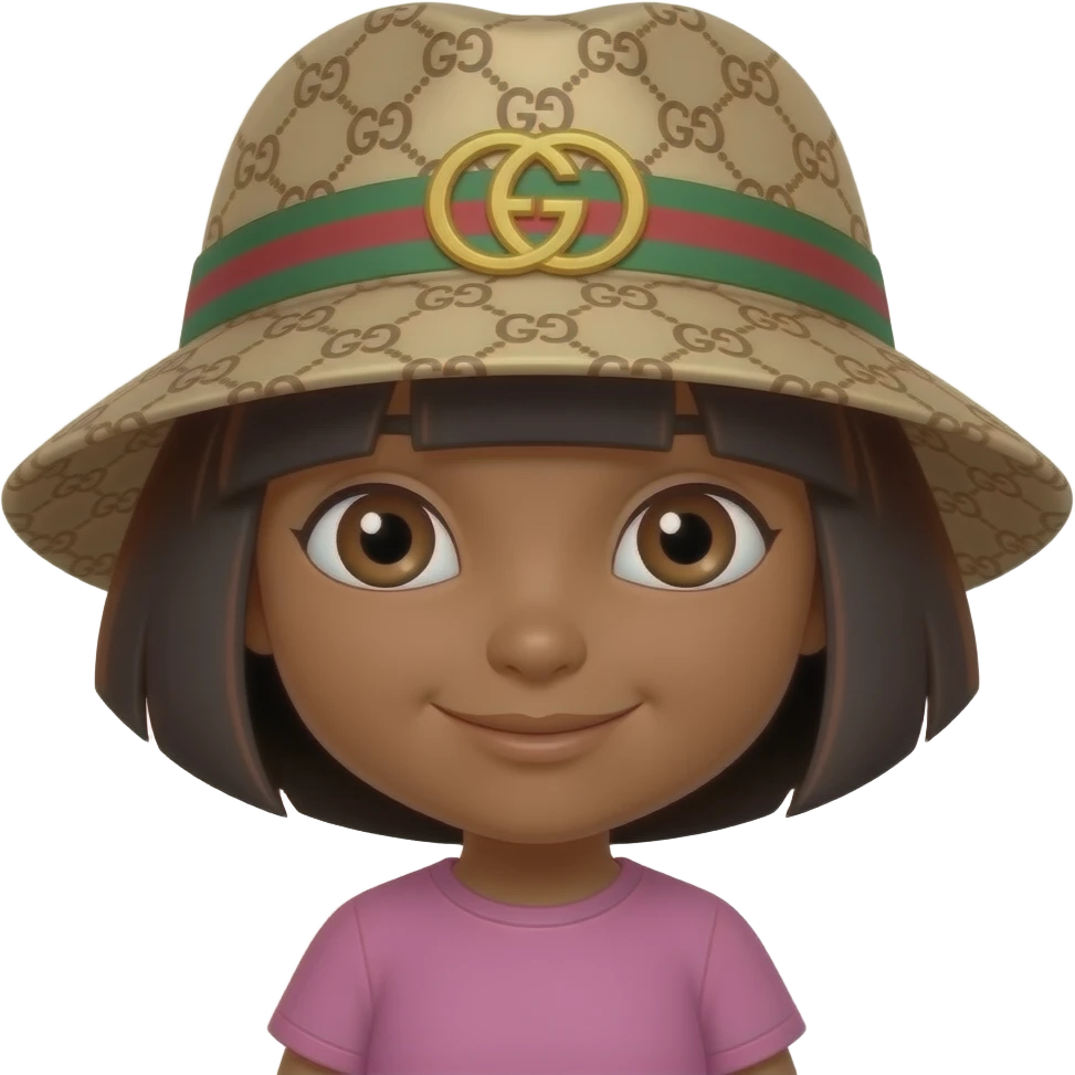 Dora l exploratice avex une couleur de peau noir et une casquette gucci emoji