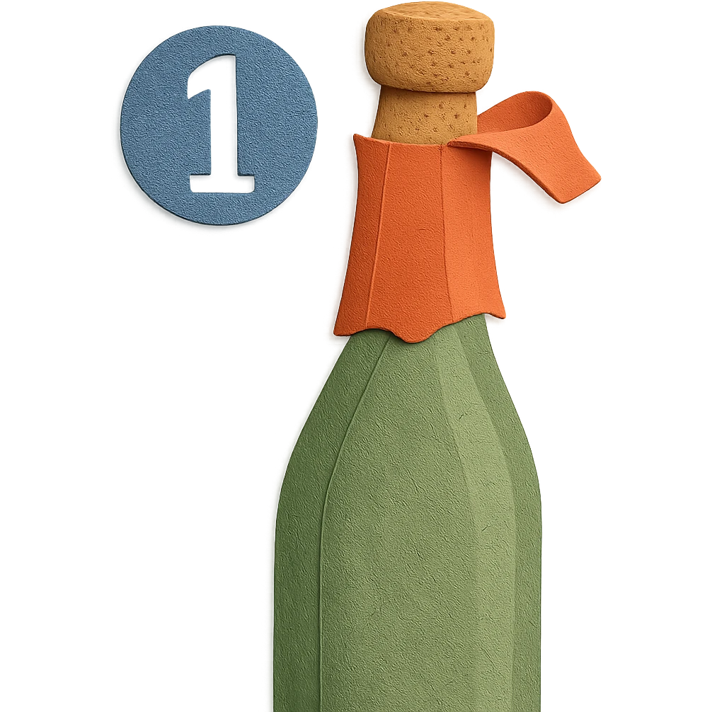 sparkling wine opening step 1: removing capsule foil, realistic light green champagne bottle color, no background emoji