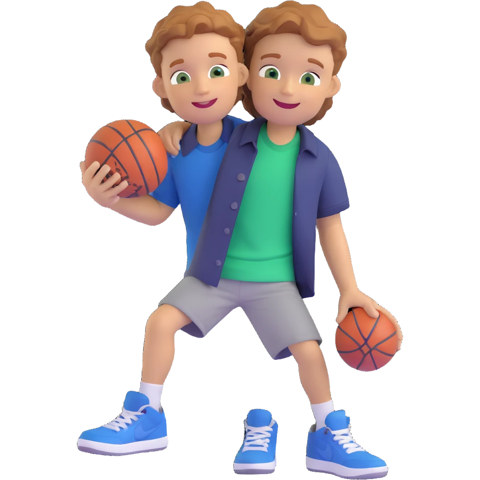 a cheerful boy with wavy ginger light brown hair, short sides, longer on top, green grey eyes, dark blue shirt, holding a Jordan sneaker, smiling emoji