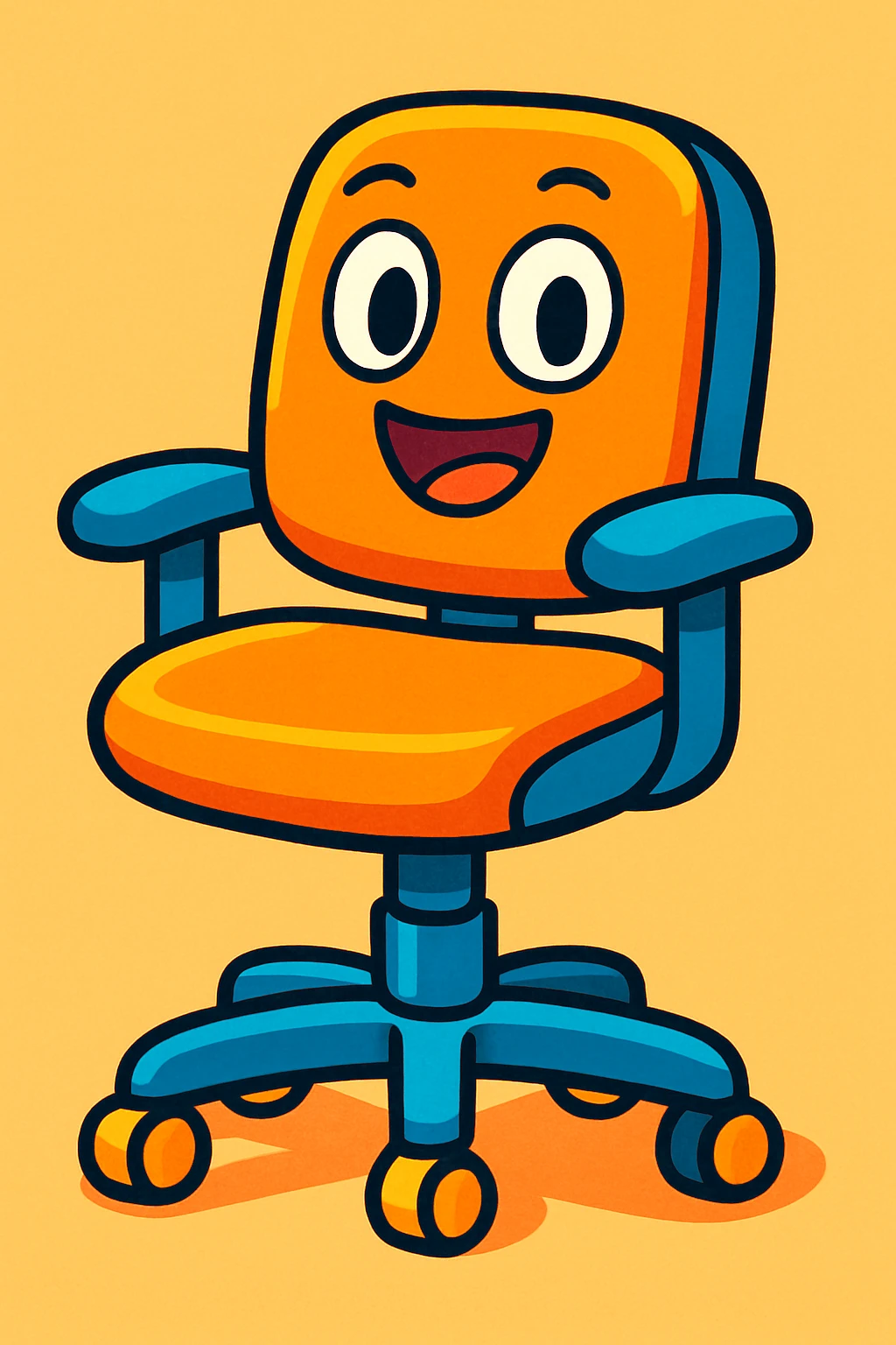playful office chair with bright colors in cartoon style emoji
