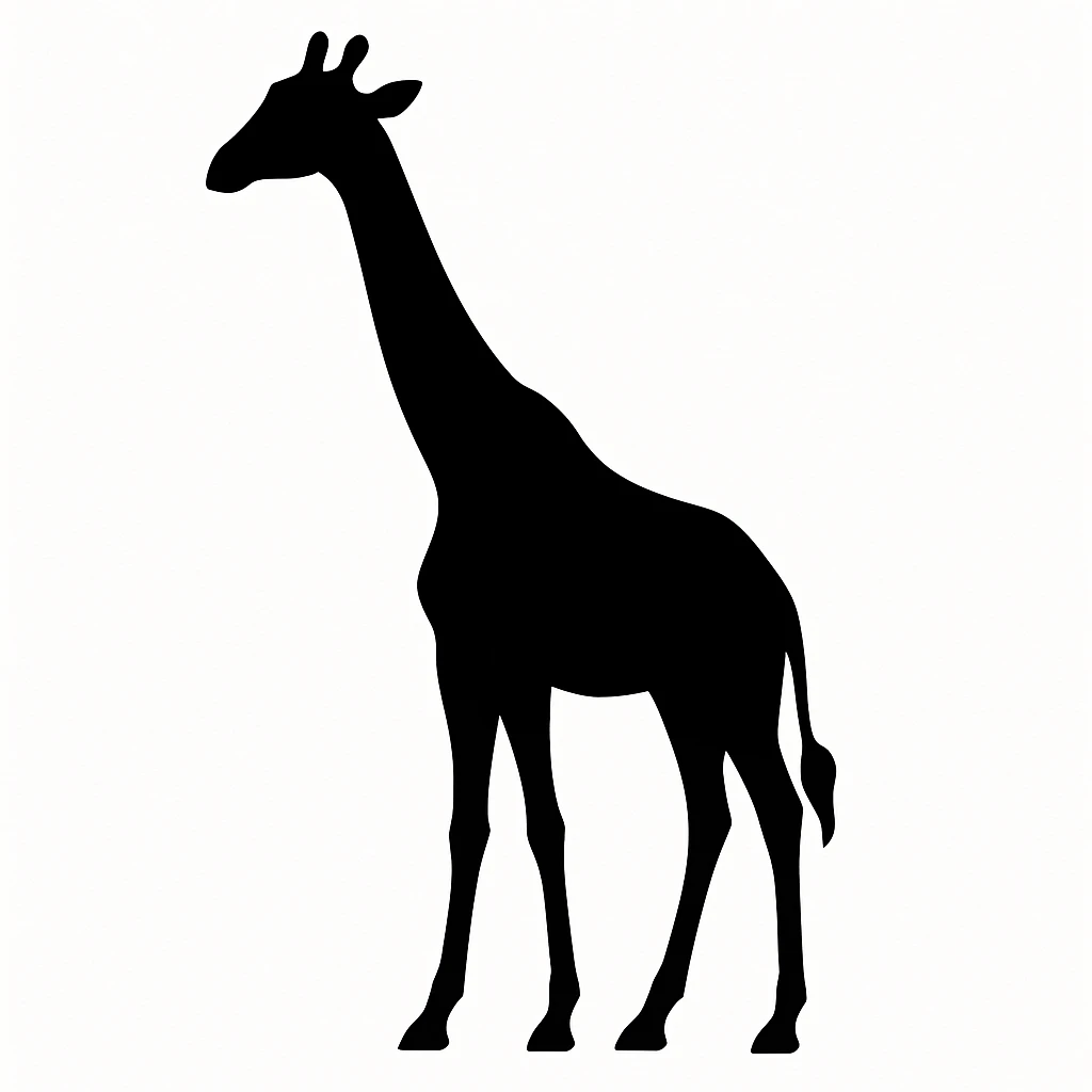 Giraffe black silhouette white background emoji