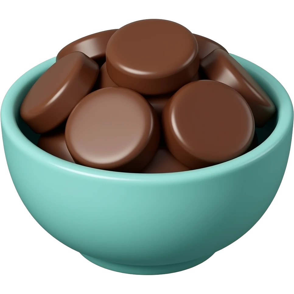 super realistic small teal bowl of chocolate circles emoji