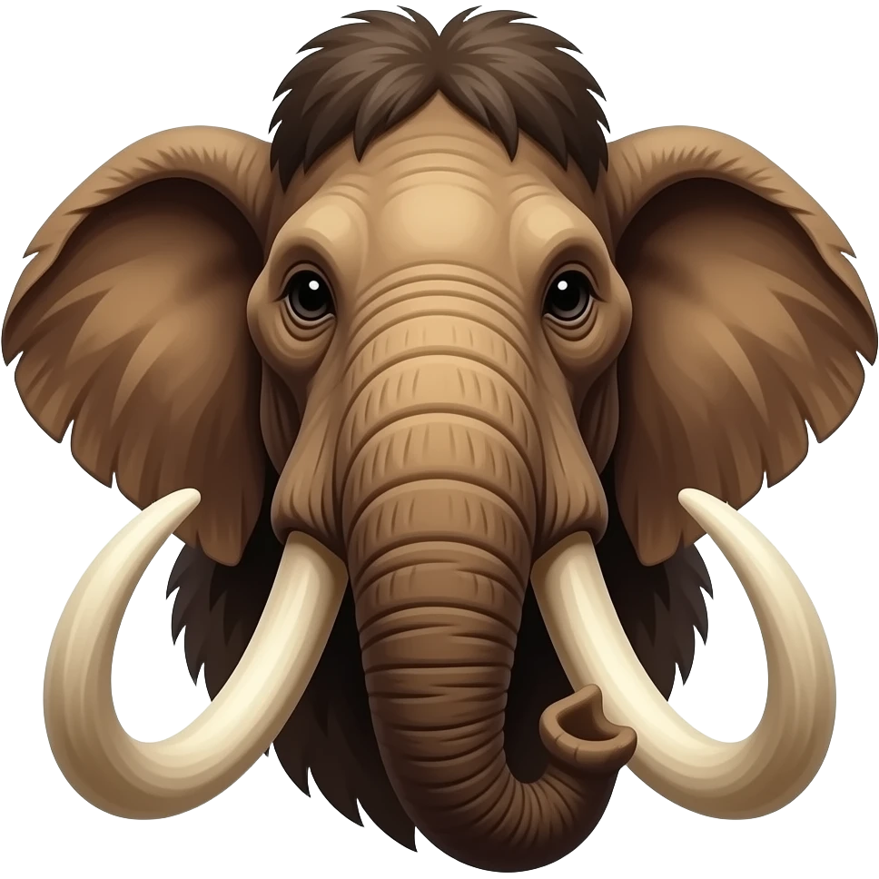 mammoth, portrait, head shot, realistic, front face, big emoji