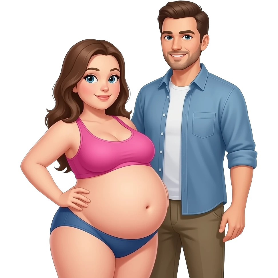 girl showing off is big ass in a doggy style and a man is standing behind her emoji