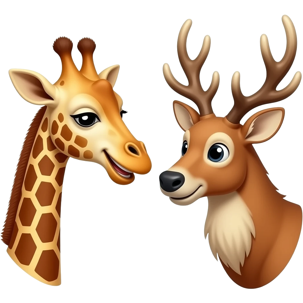 Einfacher Giraffenkopf lachen und Elchkopf lachen und schauen sich an emoji