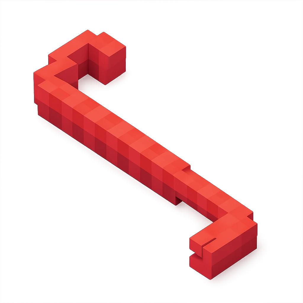 crowbar, voxel art, Minecraft look, red emoji