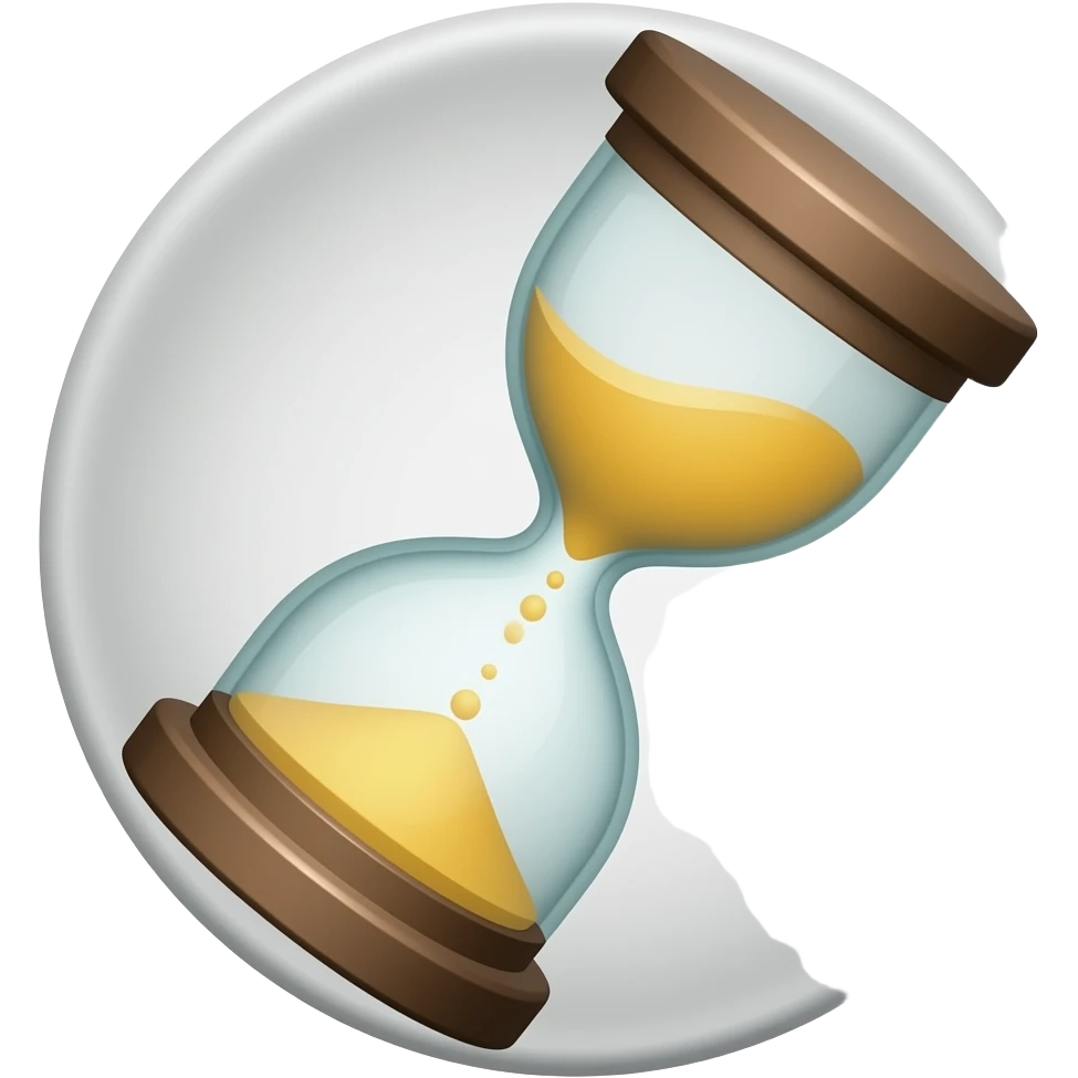 hourglass diagonally tilted with larger glass and less base - circular icon copy/paste emoji