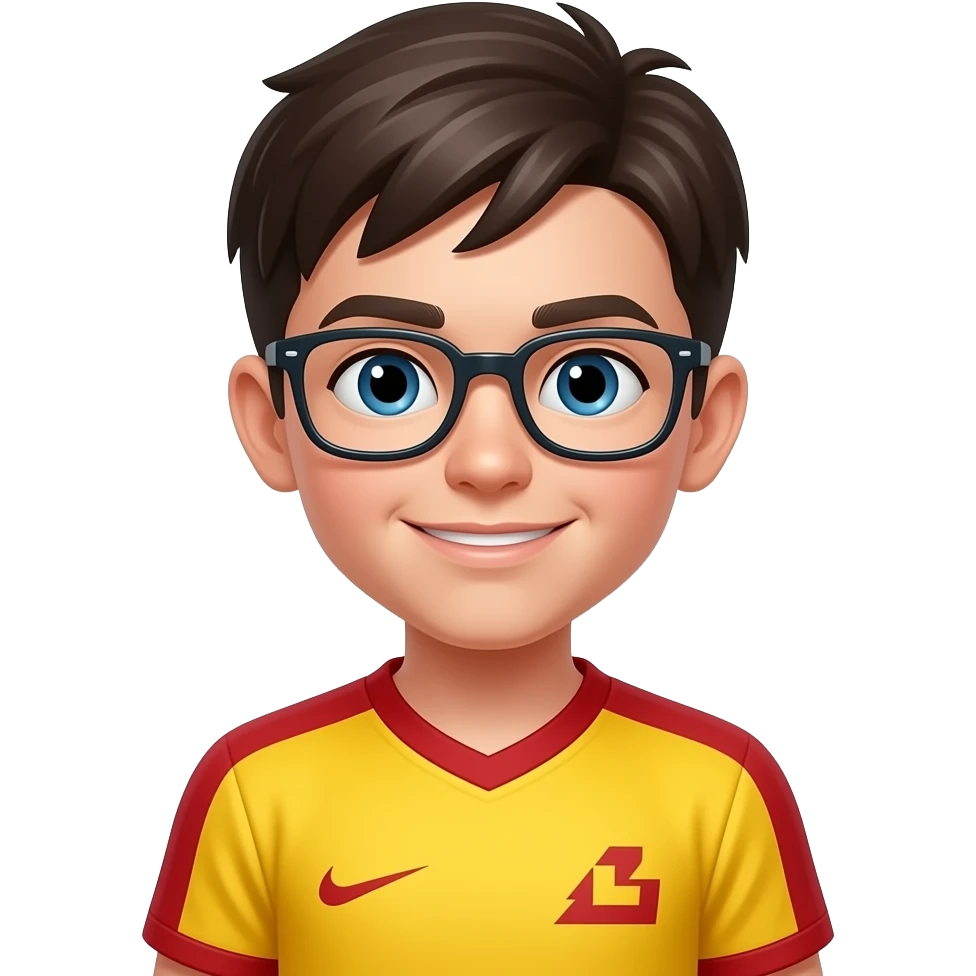 boy with glasses and wear yellow and red sports uniform emoji