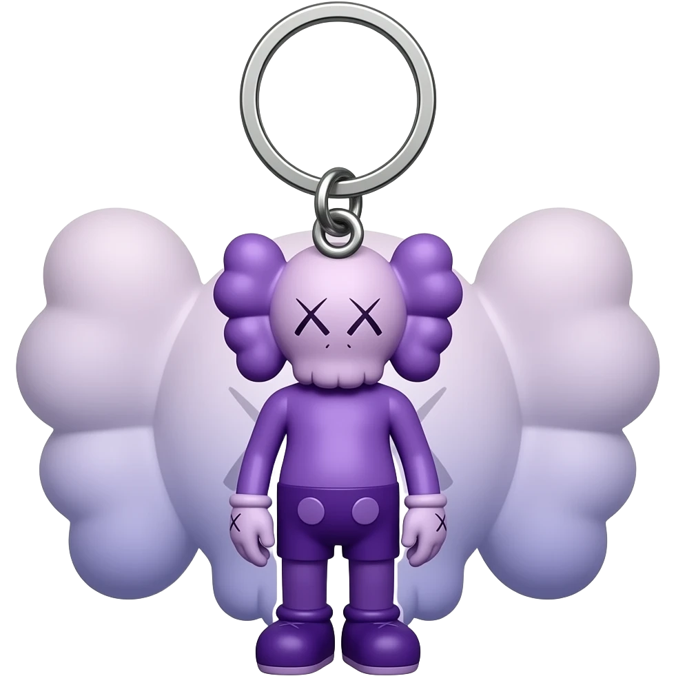 Ombré  purple and pink KAWS keychain emoji