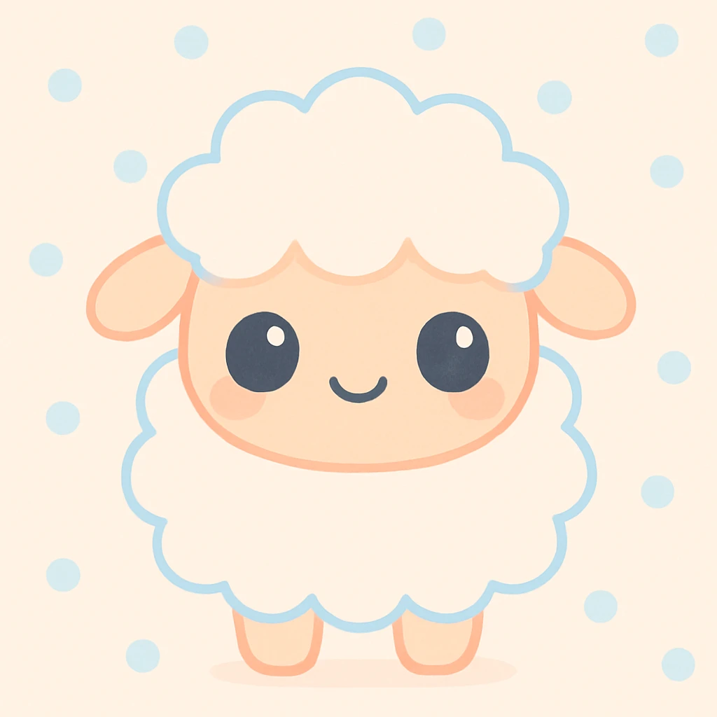 kawaii fluffy sheep with big eyes and a cute smile emoji