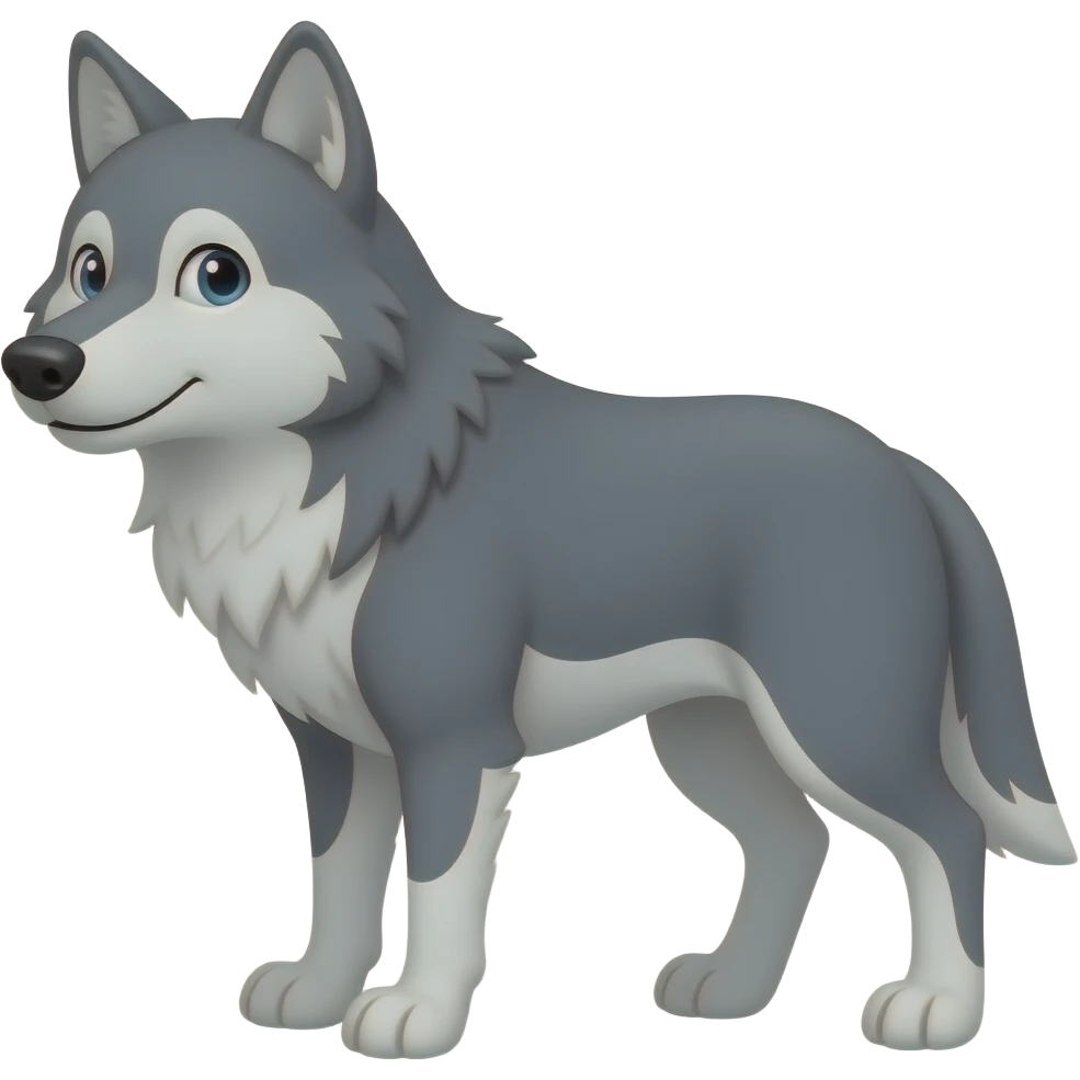 2d cartoon gray wolf emoji