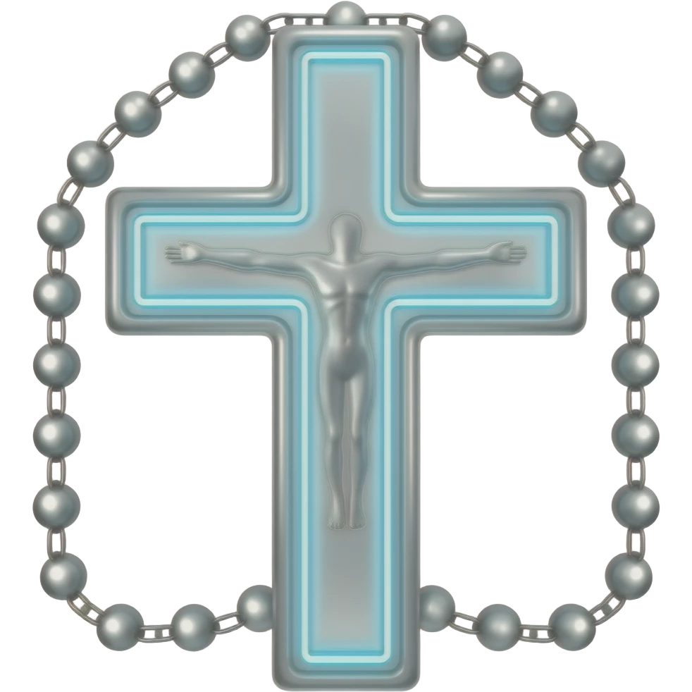 cruz sagrada silver vidro neon com rosário silver vidro neon emoji