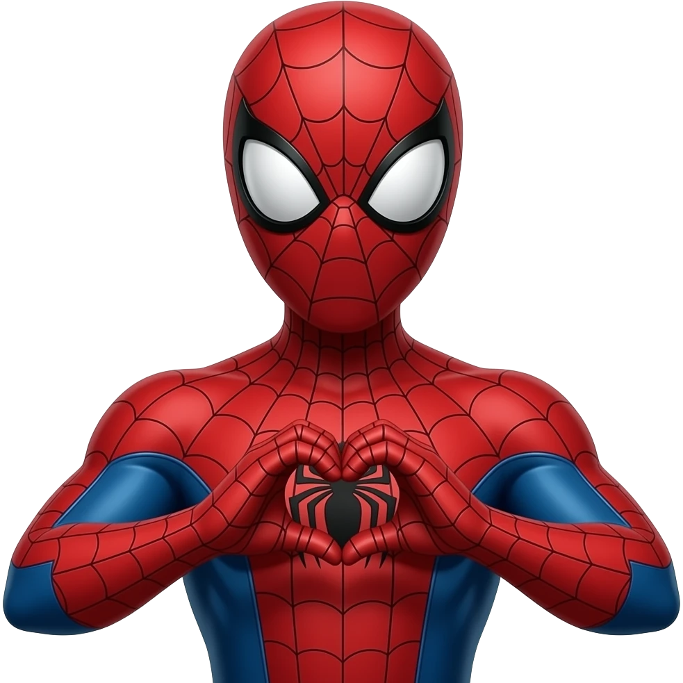 Emoji qui fait un cœurs avec les mains de Spider-Man emoji